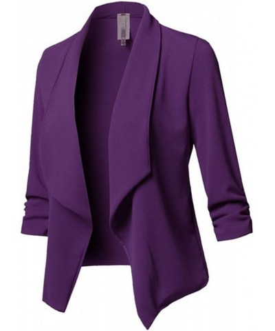 Womens Blazers Business Casual Lightweight Fashion Dressy Slim Fit Long Sleeve Open Front Work Office Suit Jackets Purple $6....