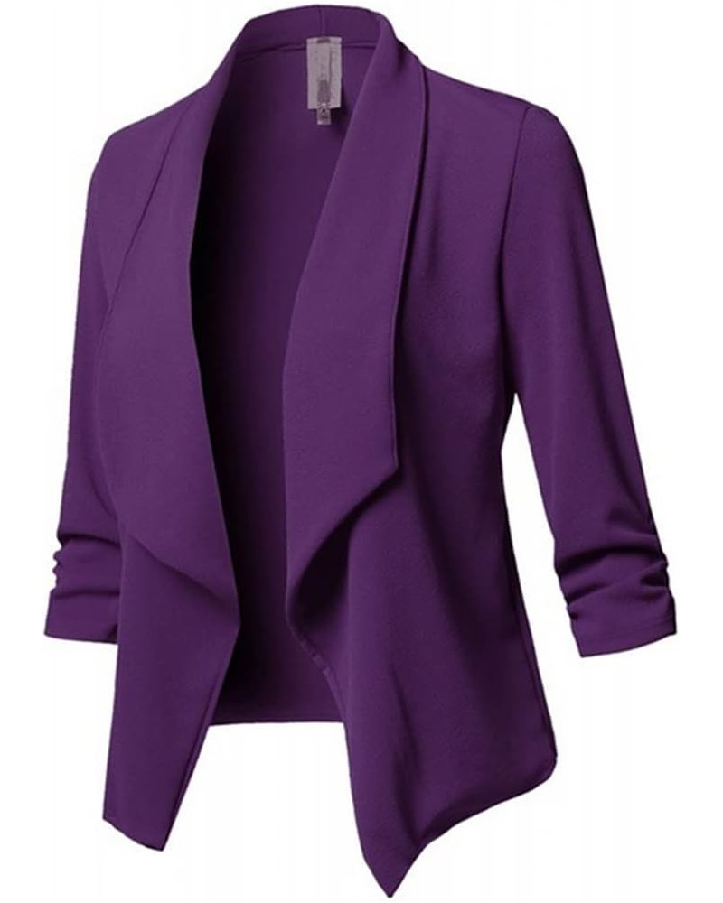 Womens Blazers Business Casual Lightweight Fashion Dressy Slim Fit Long Sleeve Open Front Work Office Suit Jackets Purple $6....