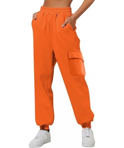 Sweatpants Women Baggy Solid Color Drawstring Womens Pants Fall 2023 Sweat Pants Straight Leg Trousers 3-orange $7.53 Pants