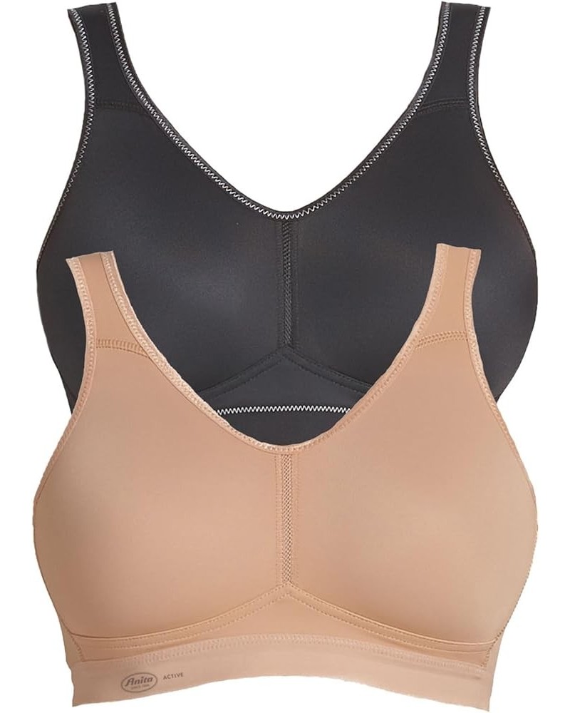 Women's Light and Firm Sport Bra Black/Skin $52.20 Lingerie