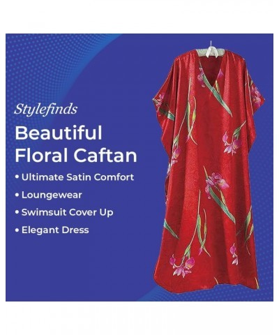 Beautiful Floral Caftan for Women | Ultimate Satin Comfort | Loungewear | Swimsuit Cover Up | Elegant Dress | One Size Fits M...