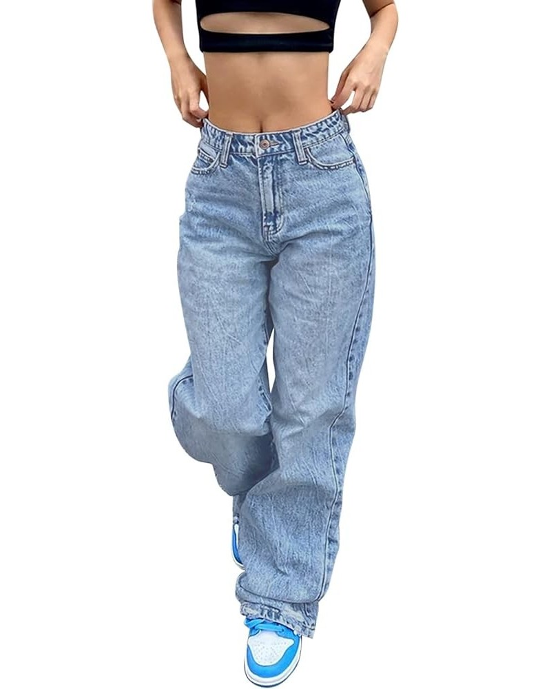 Jeans for Women Stretch Teens Rock Goth Trouser Wide Leg Jeans Y2k Streetwear Joggers Baggy Pants Alt Fashion Blue $17.33 Others