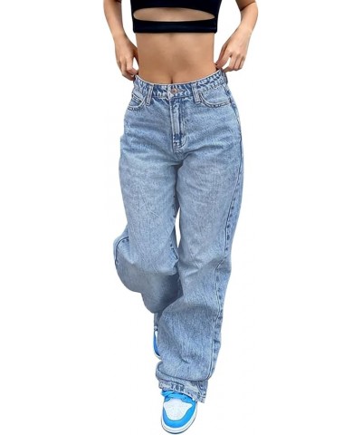 Jeans for Women Stretch Teens Rock Goth Trouser Wide Leg Jeans Y2k Streetwear Joggers Baggy Pants Alt Fashion Blue $17.33 Others