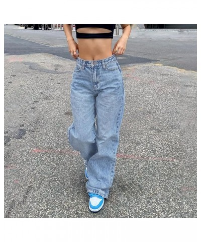 Jeans for Women Stretch Teens Rock Goth Trouser Wide Leg Jeans Y2k Streetwear Joggers Baggy Pants Alt Fashion Blue $17.33 Others