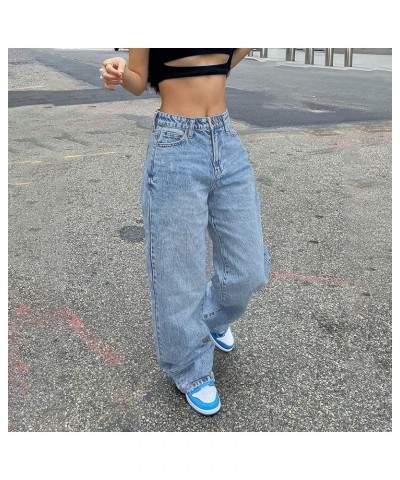 Jeans for Women Stretch Teens Rock Goth Trouser Wide Leg Jeans Y2k Streetwear Joggers Baggy Pants Alt Fashion Blue $17.33 Others