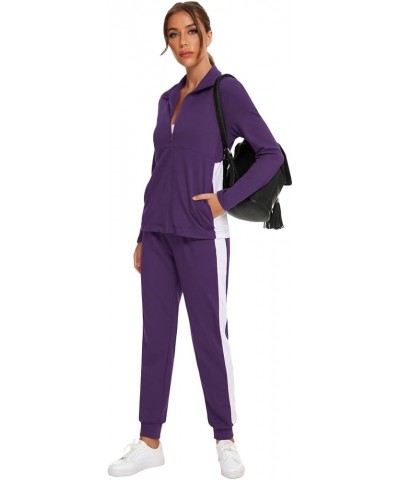 Sweatsuits For Women Set 2 Piece Outfits For Women Jogging Suit Lounge Sweatshirt & Jogger Pants With Pockets H0256-purple $1...