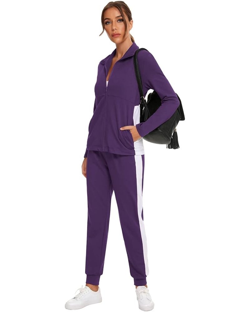 Sweatsuits For Women Set 2 Piece Outfits For Women Jogging Suit Lounge Sweatshirt & Jogger Pants With Pockets H0256-purple $1...