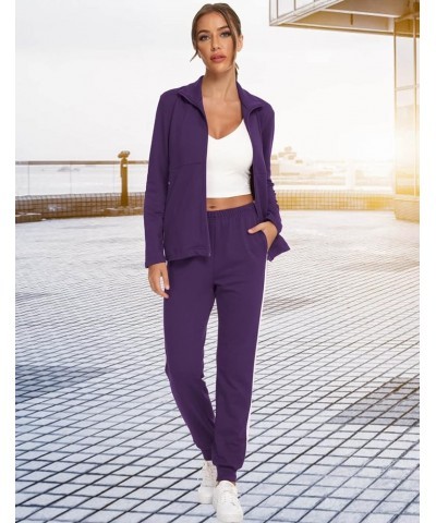 Sweatsuits For Women Set 2 Piece Outfits For Women Jogging Suit Lounge Sweatshirt & Jogger Pants With Pockets H0256-purple $1...