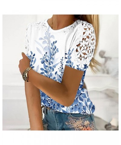 Womens Summer Lace Tops Crewneck Short Sleeve T Shirts Trendy Casual Elegants Blouses Plus Size Loose Fit Tunic C02white $5.7...