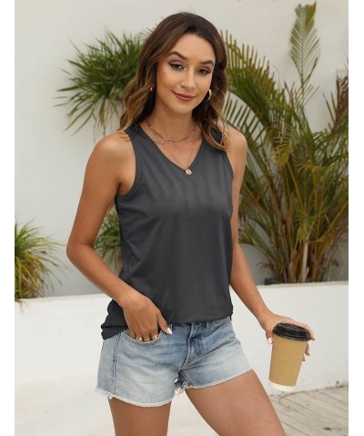 Women Tank Tops V Neck Summer Sleeveless Graphic Letter Printed Tees Basic Cami Top Casual Flowy Shirts 2 Grey $11.79 Tanks