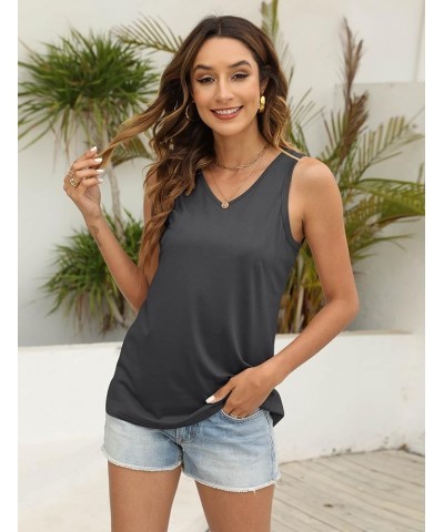 Women Tank Tops V Neck Summer Sleeveless Graphic Letter Printed Tees Basic Cami Top Casual Flowy Shirts 2 Grey $11.79 Tanks