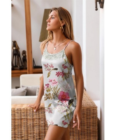 Sleepwear Women's Satin Nightgown with Robes Set 2 Piece Sexy Lace Cami Nightwear Floral Sage Green $22.68 Robes