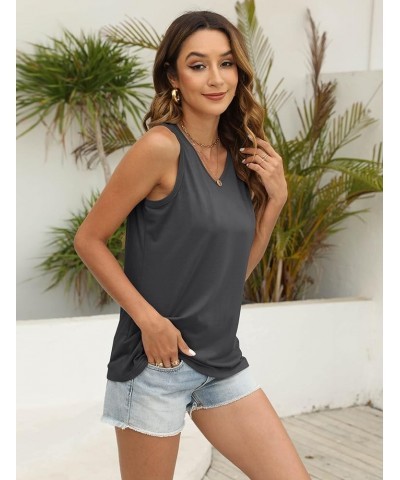 Women Tank Tops V Neck Summer Sleeveless Graphic Letter Printed Tees Basic Cami Top Casual Flowy Shirts 2 Grey $11.79 Tanks