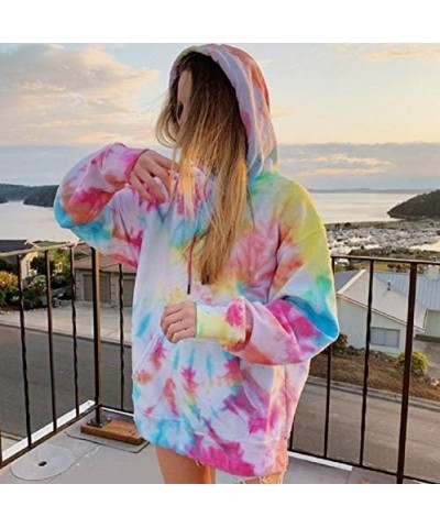 Tie Dye Hoodies For Women Long Sleeve Drawstring Sweatshirts Casual Fashion Loose Pullover Tops Fall Athletic Sweater Outfit ...