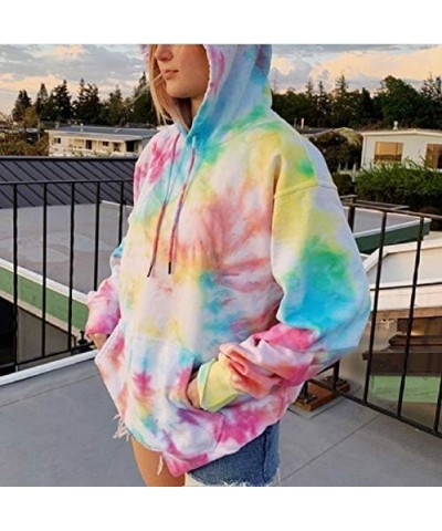 Tie Dye Hoodies For Women Long Sleeve Drawstring Sweatshirts Casual Fashion Loose Pullover Tops Fall Athletic Sweater Outfit ...