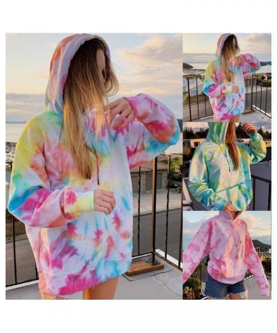 Tie Dye Hoodies For Women Long Sleeve Drawstring Sweatshirts Casual Fashion Loose Pullover Tops Fall Athletic Sweater Outfit ...