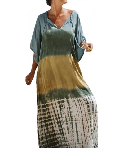 Women's Printed Kaftan Nightgown Loungewear Caftans Dress Plus Size Long Beach Cover Up Swimwear Green a $13.33 Swimsuits