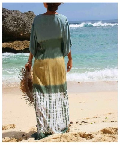 Women's Printed Kaftan Nightgown Loungewear Caftans Dress Plus Size Long Beach Cover Up Swimwear Green a $13.33 Swimsuits