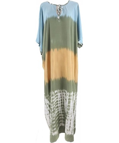 Women's Printed Kaftan Nightgown Loungewear Caftans Dress Plus Size Long Beach Cover Up Swimwear Green a $13.33 Swimsuits