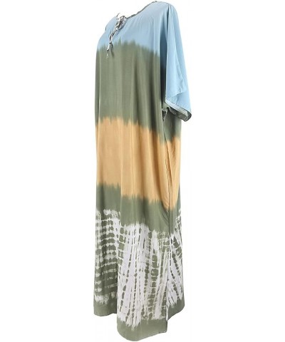 Women's Printed Kaftan Nightgown Loungewear Caftans Dress Plus Size Long Beach Cover Up Swimwear Green a $13.33 Swimsuits