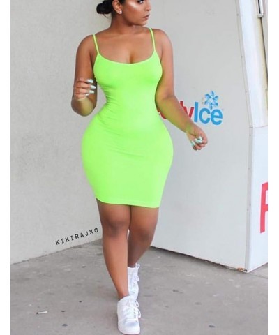 Women's Sexy Sleeveless Spaghetti Strap Tank Bodycon Tight Mini Club Party Dress Light Green $10.81 Dresses