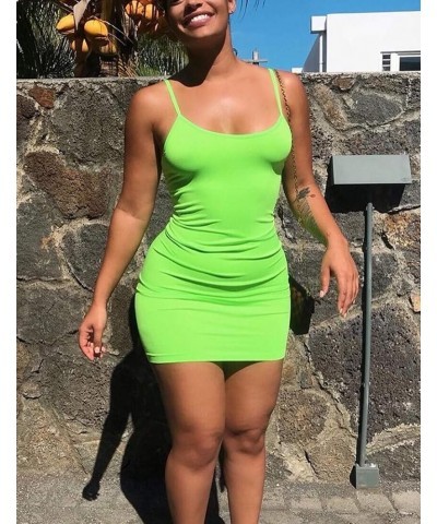 Women's Sexy Sleeveless Spaghetti Strap Tank Bodycon Tight Mini Club Party Dress Light Green $10.81 Dresses