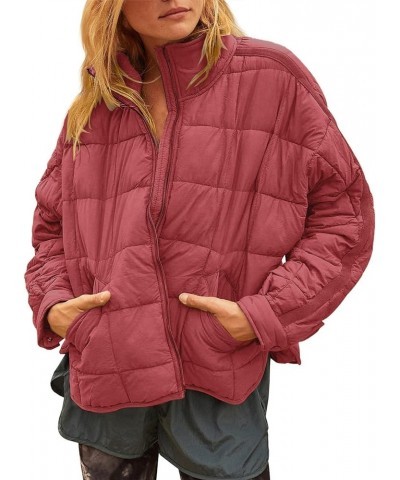 Womens Oversized Puffer Jacket Lightweight Quilted Jackets Zip Up Warm Padded Coat Crimson $20.24 Jackets