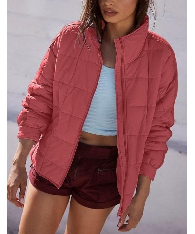 Womens Oversized Puffer Jacket Lightweight Quilted Jackets Zip Up Warm Padded Coat Crimson $20.24 Jackets