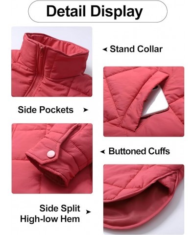 Womens Oversized Puffer Jacket Lightweight Quilted Jackets Zip Up Warm Padded Coat Crimson $20.24 Jackets