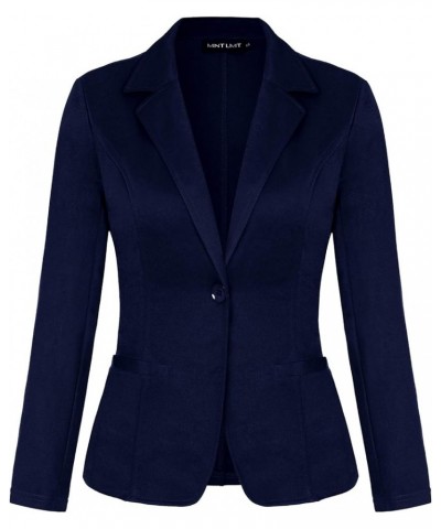 Blazers for Women Casual Long Sleeve Button Front Blazer Work Office Blazers Jacket with Pockets Navy $24.50 Blazers