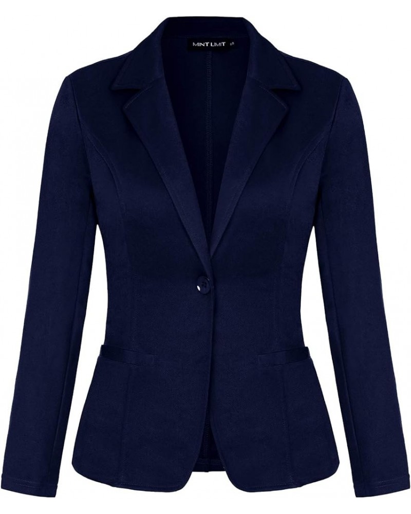 Blazers for Women Casual Long Sleeve Button Front Blazer Work Office Blazers Jacket with Pockets Navy $24.50 Blazers