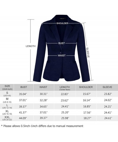 Blazers for Women Casual Long Sleeve Button Front Blazer Work Office Blazers Jacket with Pockets Navy $24.50 Blazers