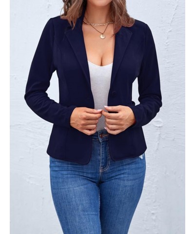 Blazers for Women Casual Long Sleeve Button Front Blazer Work Office Blazers Jacket with Pockets Navy $24.50 Blazers