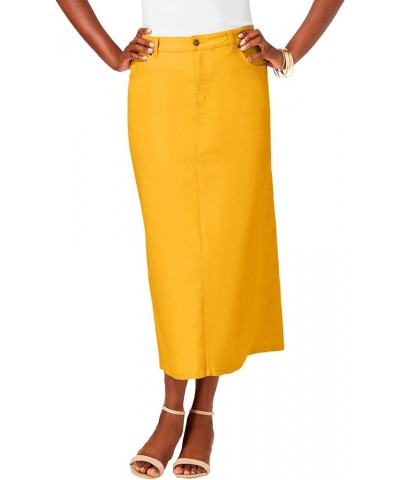 Women's Plus Size True Fit Front Button Casual Denim Skirt Sunset Yellow $20.86 Others