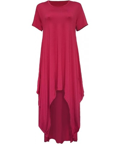 Women Harem T Shirt Dress Short Sleeve Oversized Dresses High Low Long Maxi Dress Wine 2 $20.99 Dresses