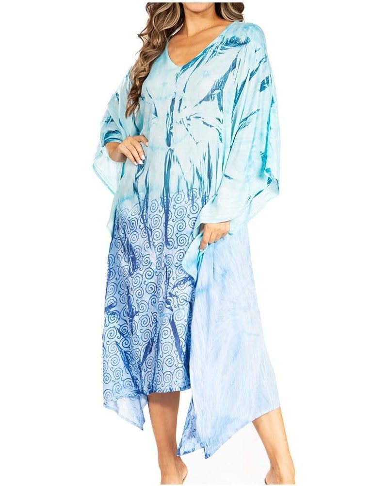 Clementine Third Women's Tie Dye Caftan Dress/Cover Up Beach Kaftan Summer 44-blueturquoise $15.04 Swimsuits