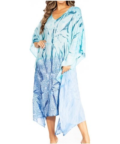 Clementine Third Women's Tie Dye Caftan Dress/Cover Up Beach Kaftan Summer 44-blueturquoise $15.04 Swimsuits