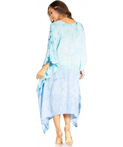 Clementine Third Women's Tie Dye Caftan Dress/Cover Up Beach Kaftan Summer 44-blueturquoise $15.04 Swimsuits