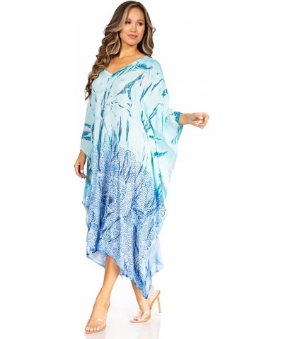 Clementine Third Women's Tie Dye Caftan Dress/Cover Up Beach Kaftan Summer 44-blueturquoise $15.04 Swimsuits