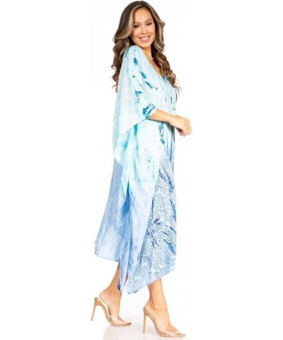 Clementine Third Women's Tie Dye Caftan Dress/Cover Up Beach Kaftan Summer 44-blueturquoise $15.04 Swimsuits