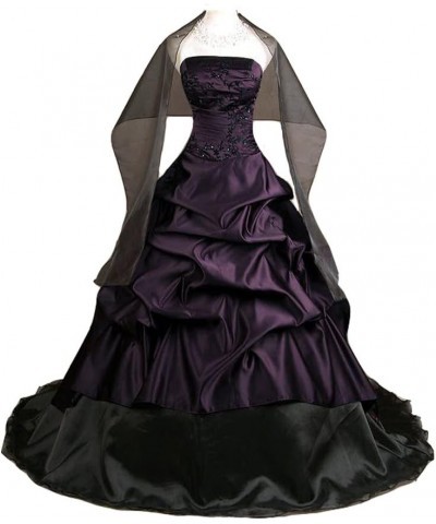 Kivary® Strapless Deep Purple and Black A Line Gothic Prom Corset Wedding Dresses Purple and Black $66.60 Dresses