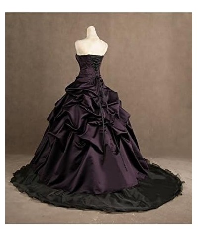 Kivary® Strapless Deep Purple and Black A Line Gothic Prom Corset Wedding Dresses Purple and Black $66.60 Dresses