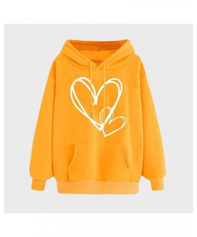 Women's Casual Heart Print Hoodies Lightweight Long Sleeve Pullover Hoodie Sweatshirt Tops with Kangaroo Pocket 05yellow $3.8...