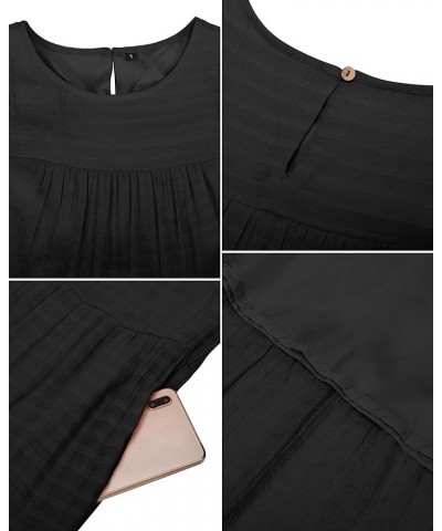 Women's 2024 Summer Midi Dresses Sleeveless Crewneck Beach Boho Casual Loose Long Flowy Tiered Sundress with Pockets Black $2...