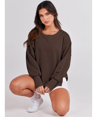 Women's Oversized Sweatshirt Crew Neck Long Sleeve Casual Slit Sloucthy Pullover Top Fall Clothes Coffee $17.57 Hoodies & Swe...