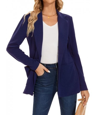 Blazers for Women Casual Long Sleeve Open Front Cardigan Button Work Office Blazers Jackets with Pockets Navy Blue $21.31 Bla...