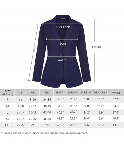 Blazers for Women Casual Long Sleeve Open Front Cardigan Button Work Office Blazers Jackets with Pockets Navy Blue $21.31 Bla...