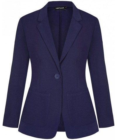 Blazers for Women Casual Long Sleeve Open Front Cardigan Button Work Office Blazers Jackets with Pockets Navy Blue $21.31 Bla...