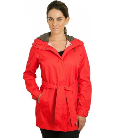 Women's Pardon My Trench Rain Jacket, Water and Stain Repellent Red Hibiscus $52.25 Coats