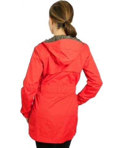 Women's Pardon My Trench Rain Jacket, Water and Stain Repellent Red Hibiscus $52.25 Coats